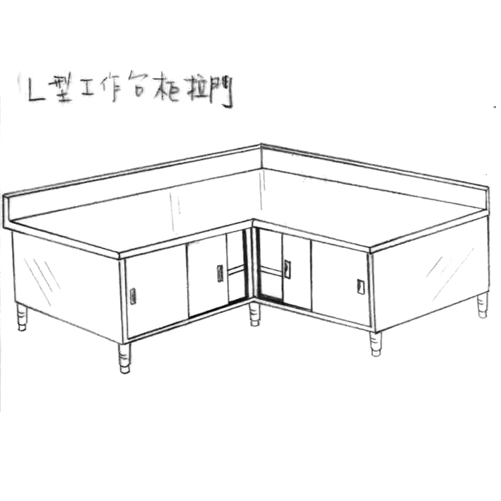 L型工作台拉門櫃