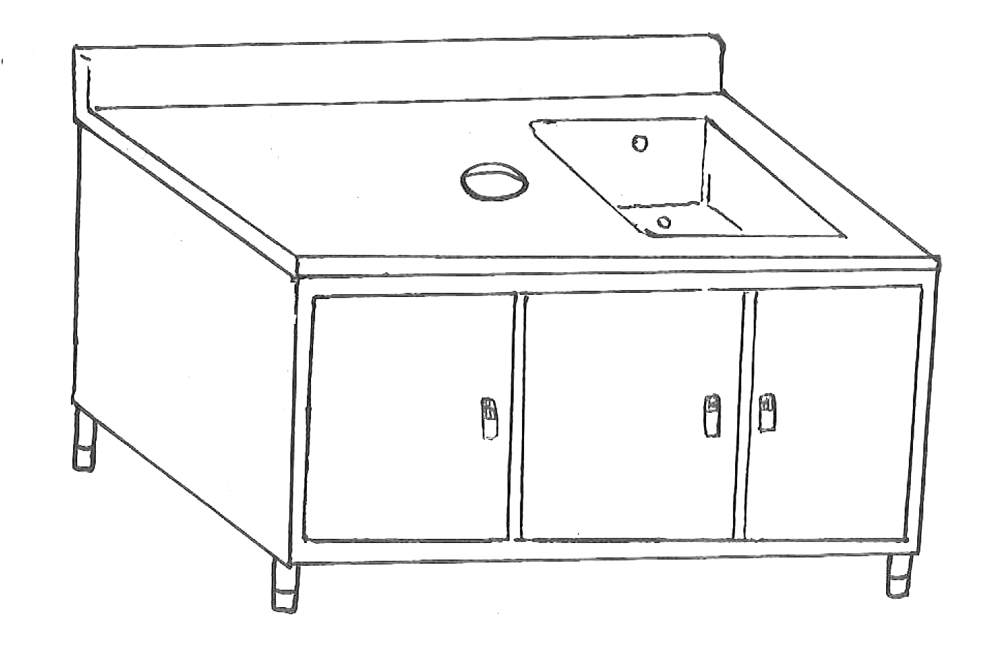 單水槽殘菜孔工作台櫃